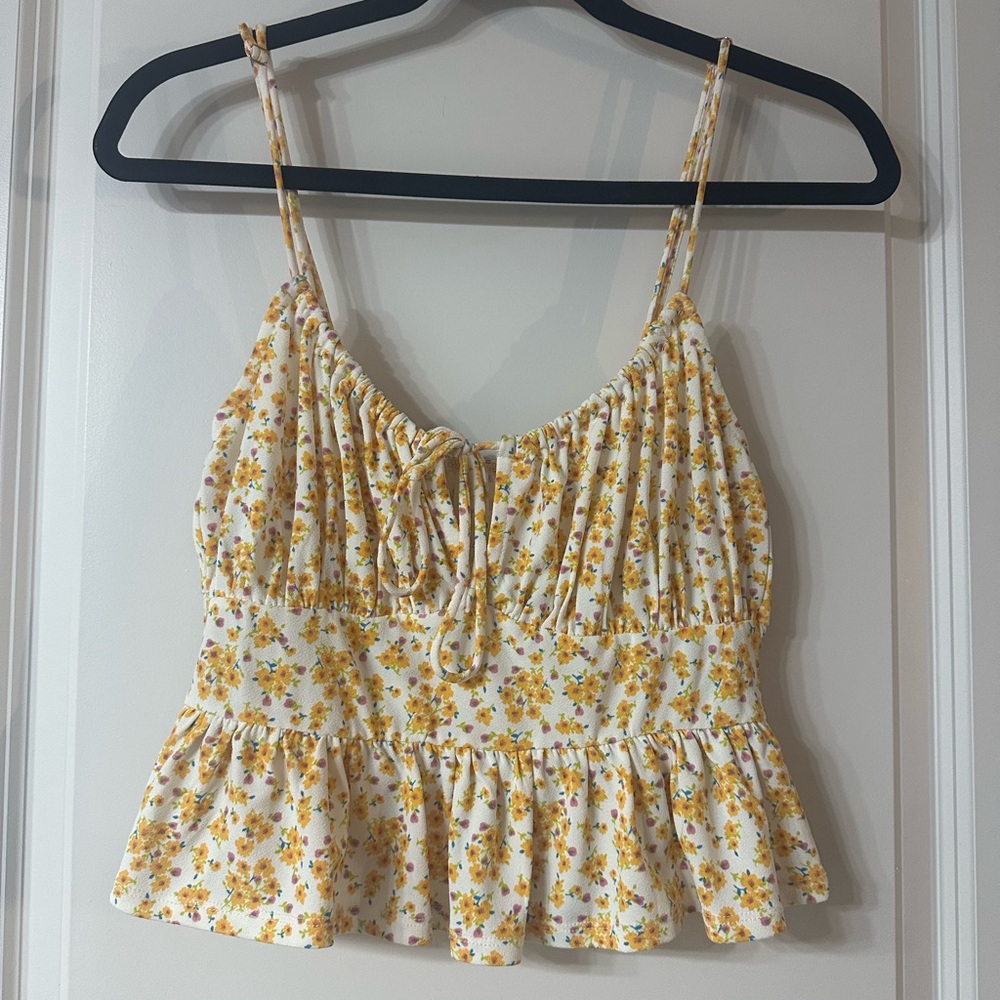Floral Yellow Spaghetti Strap Top